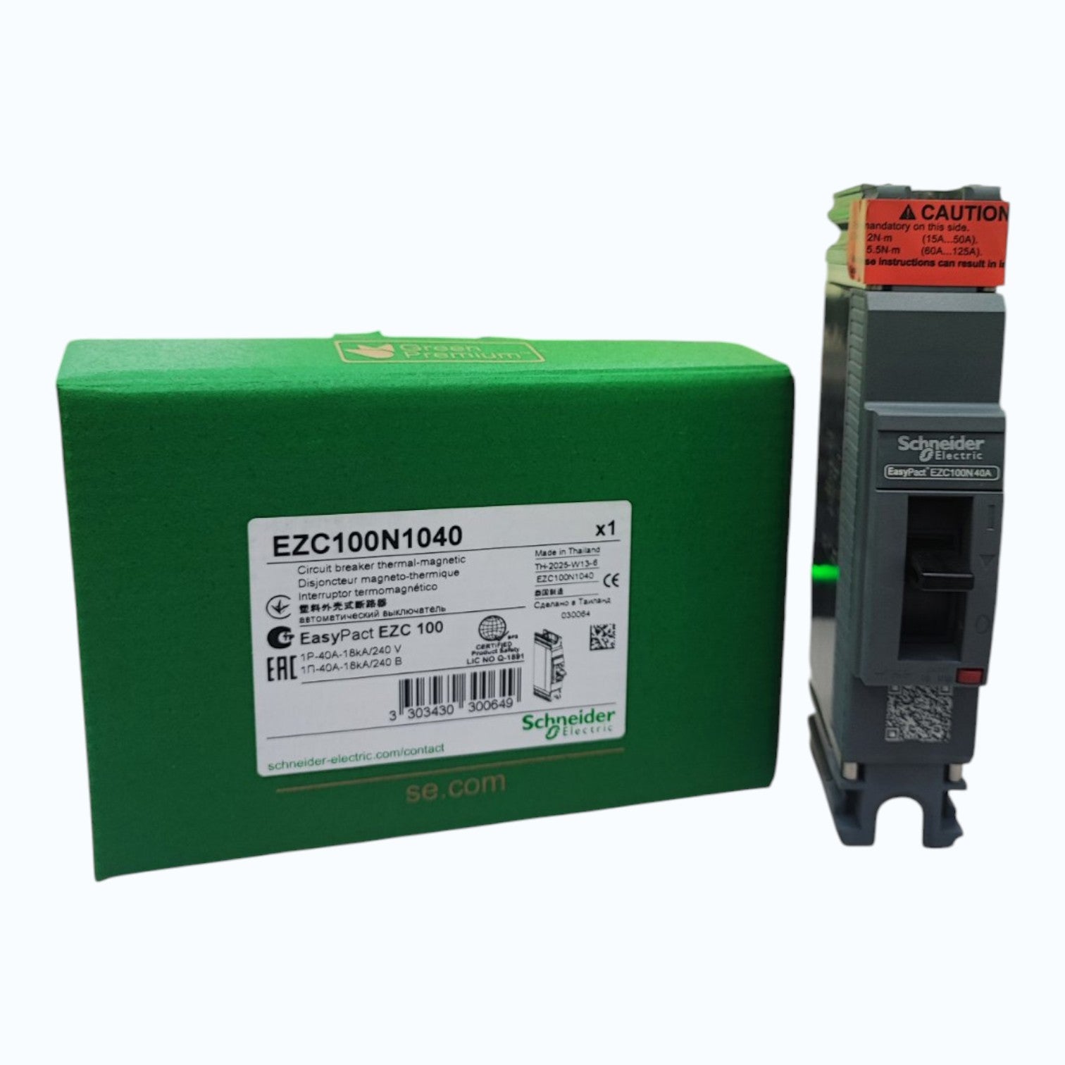 Schneider 40A 1 Pole Industrial Circuit Breaker 18KAIC 240V EZC100N1040