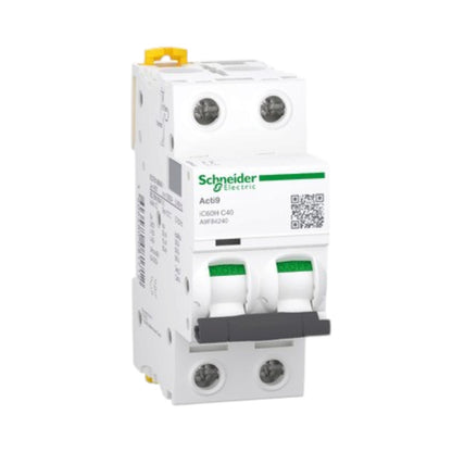 Schneider 40A 2 Pole 30KAIC 220V Miniature Circuit Breaker MCB A9F84240 iC60H C 40A IEC/EN 60898-1