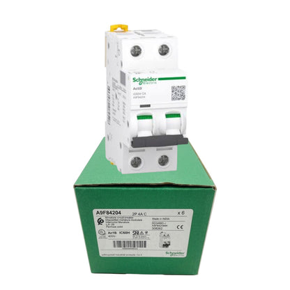 Schneider 4A 2 Pole 30KAIC 220V Miniature Circuit Breaker MCB A9F84204 iC60H C 4A IEC/EN 60898-1