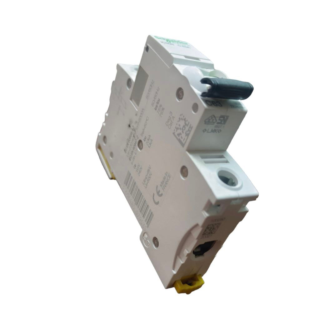 Electrical circuit breaker on a white background