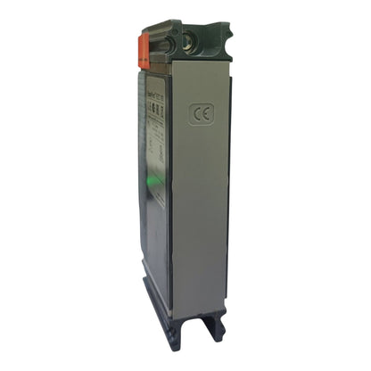 A Siemens industrial electrical component, specifically a modular contactor or relay module, featuring a gray metal body, a dark green top section with an orange terminal cover, and a CE mark on the side, set against a plain white background.