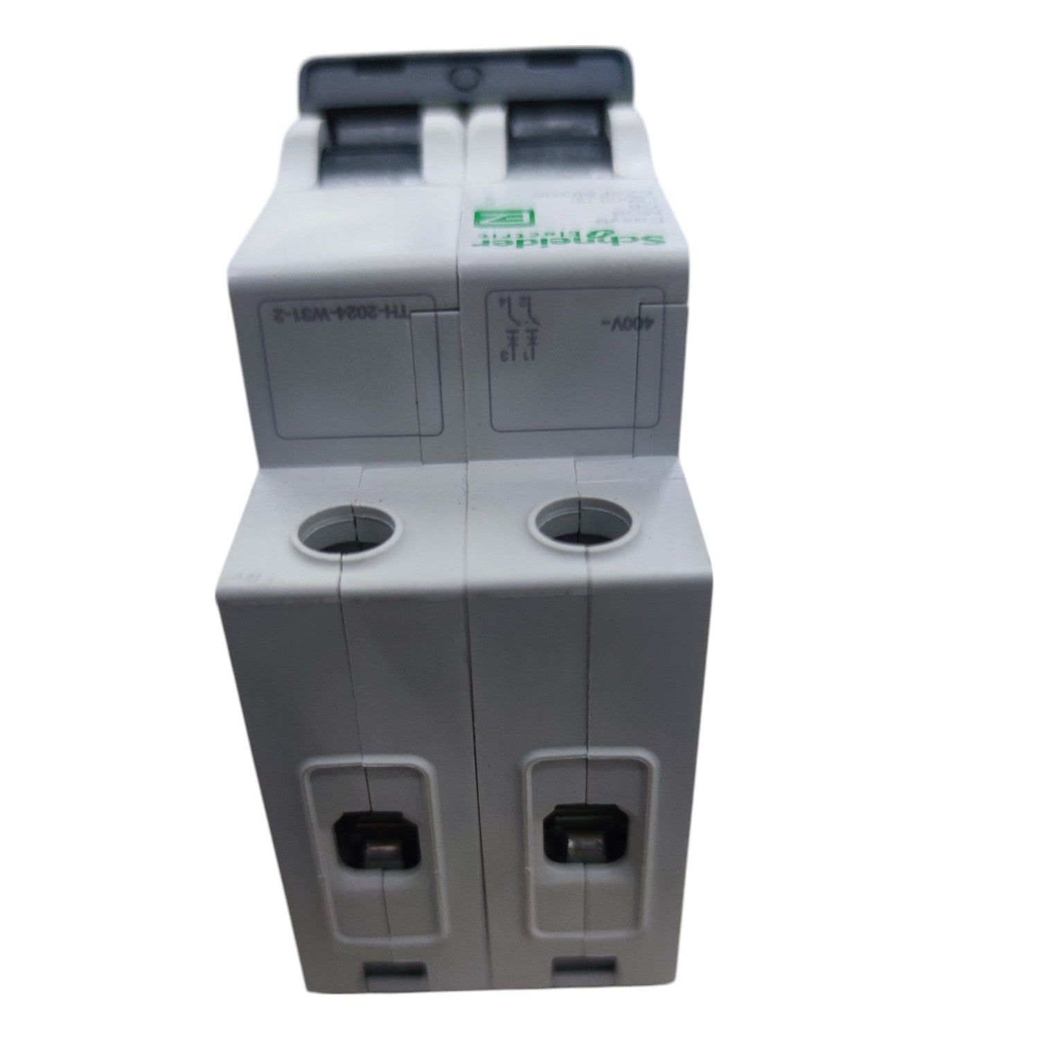 Electrical switchgear with brand logo on a white background