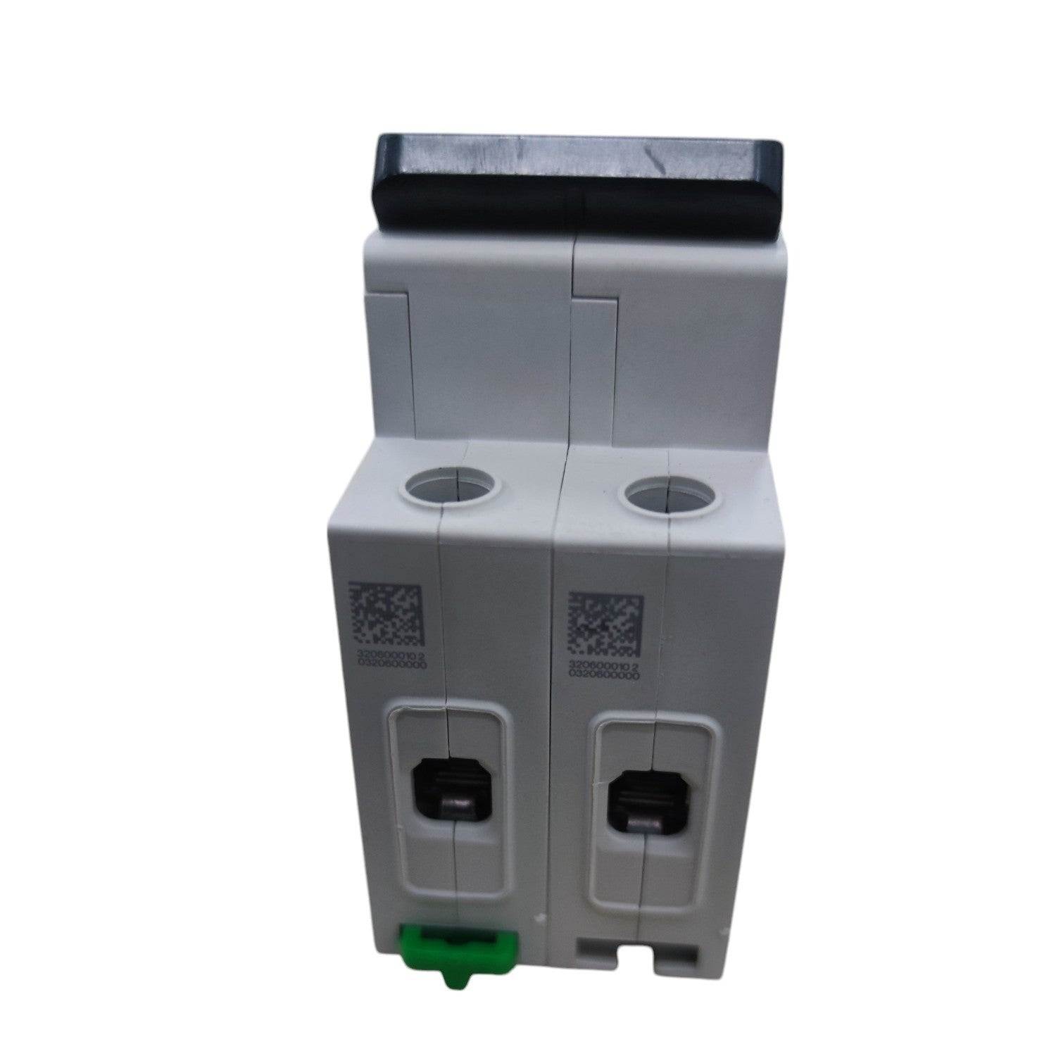 Two gray plastic boxes with connectors on a white background