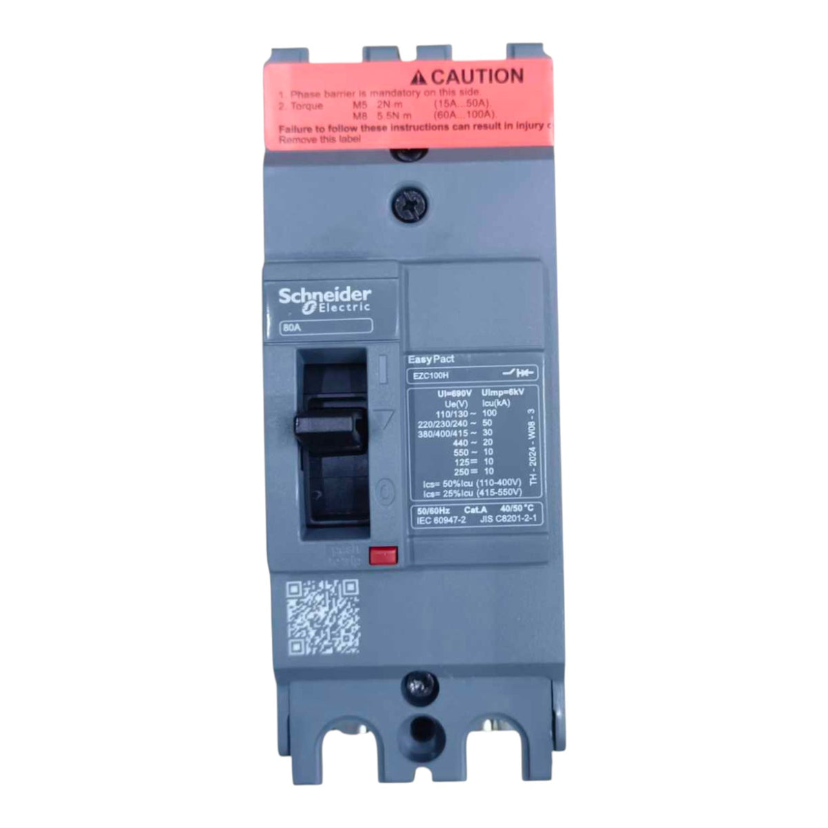 Schneider 80A 2P Industrial Circuit Breaker 25KAIC 250V MCCB EZC100H2080  I Electx Electrical Supply