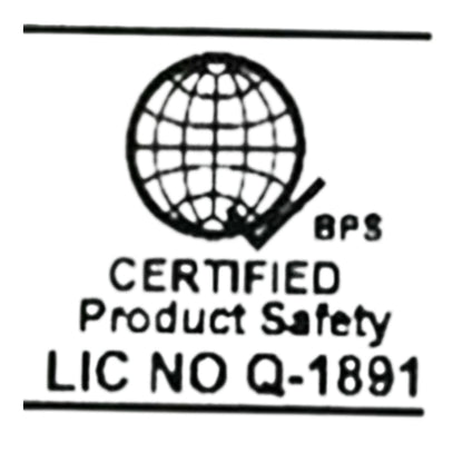 A black-and-white certification mark showing a globe icon, the text 'BPS', 'CERTIFIED Product Safety', and 'LIC NO Q-1891'.