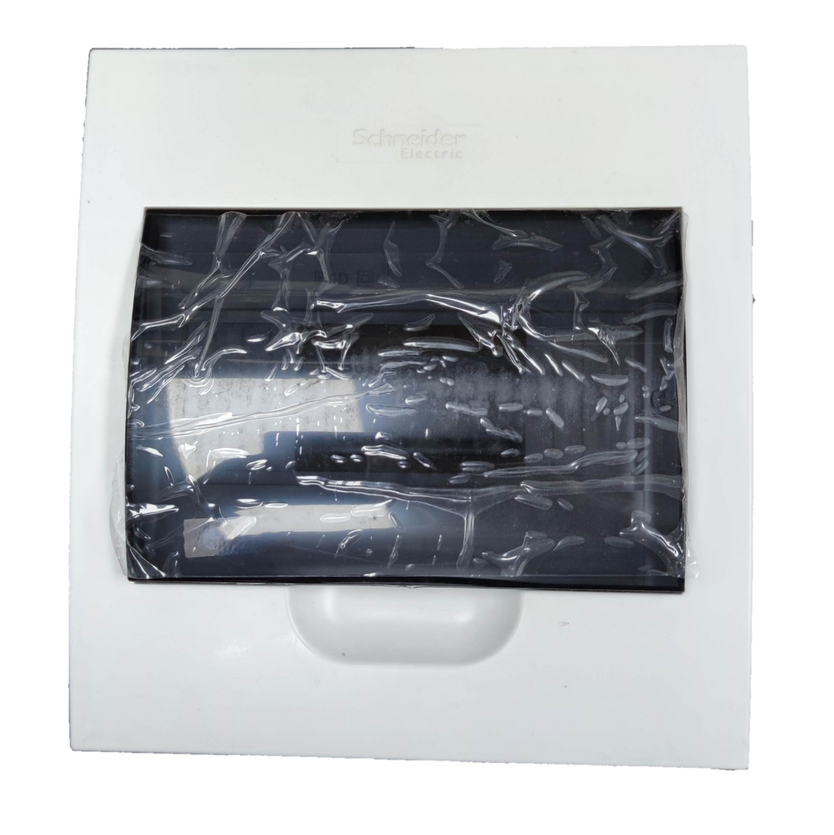 Schneider 8 Ways Distribution Panel IP40 with black cover and white casing for electrical circuitry