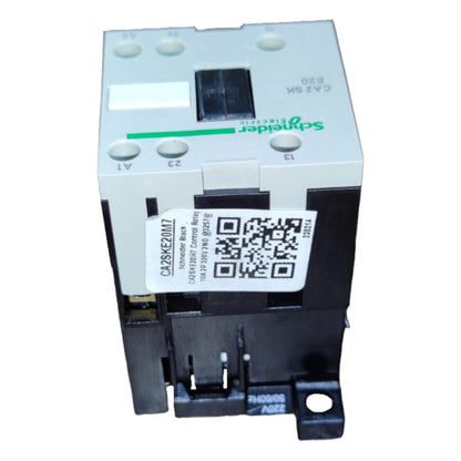Electrical contactor with a QR code label on a white background