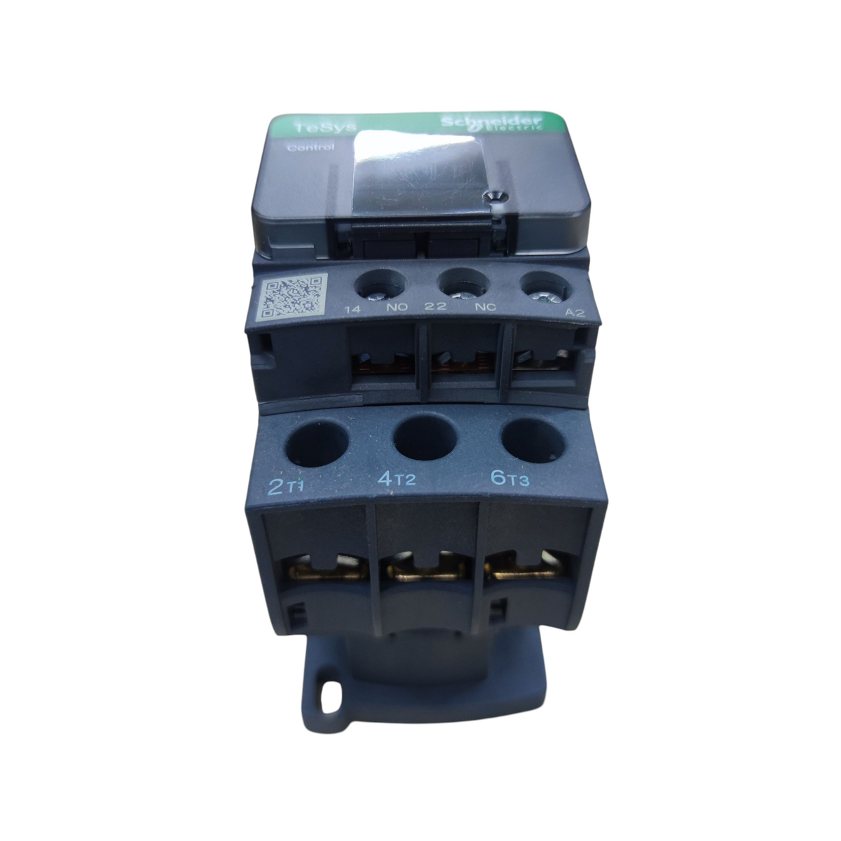 A Teletys SG2000 electrical contactor with a dark gray plastic body, featuring a green brand label on top and gold-colored metal terminals on the lower section, shown against a plain white background.