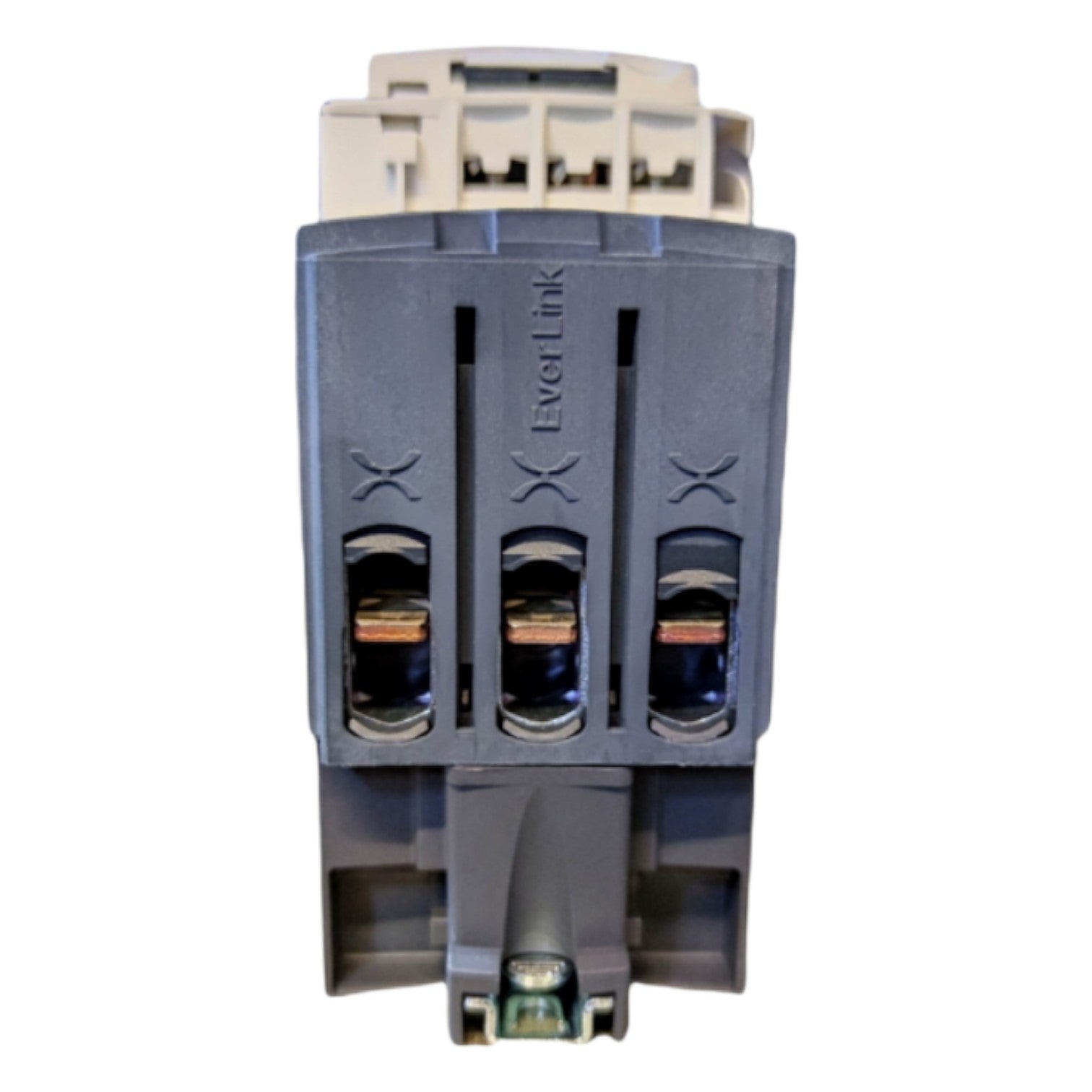 Electrical contactor with 'Everlink' branding on a white background