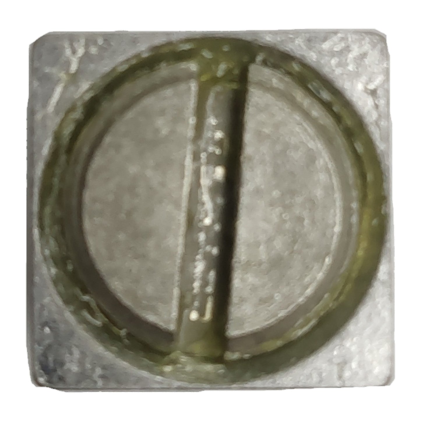 Metallic knob or switch on a white background