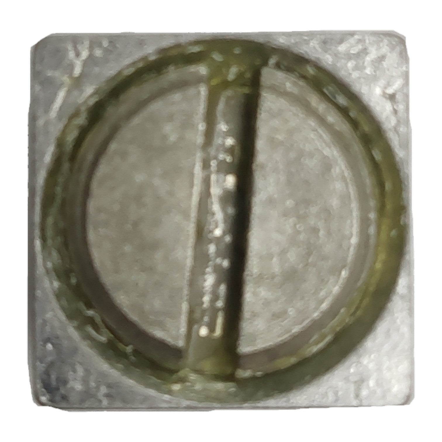 Metallic knob or switch on a white background