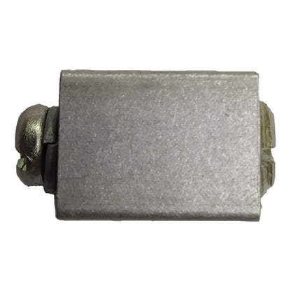 Metallic rectangular object with rounded edges on a white background