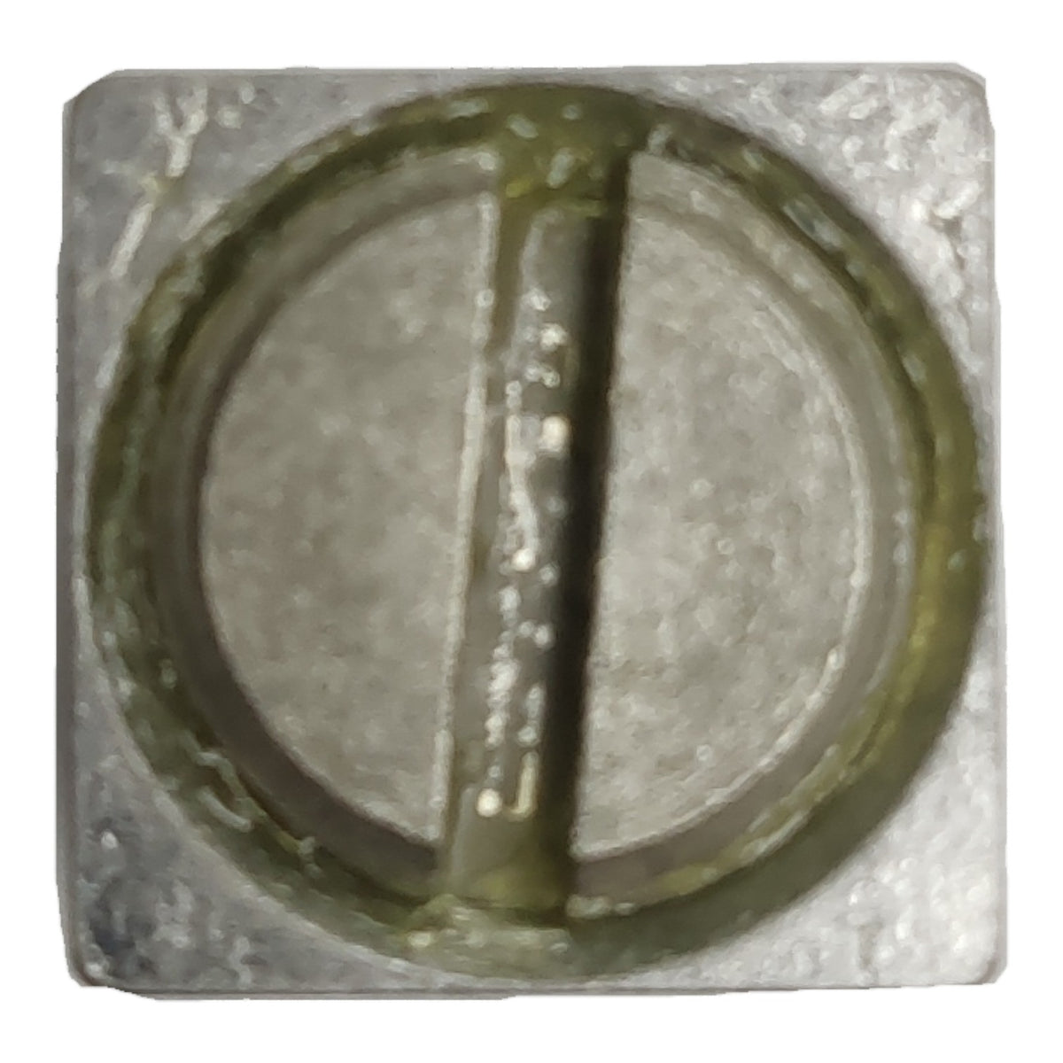 Metallic screw with a hexagonal head on a white background