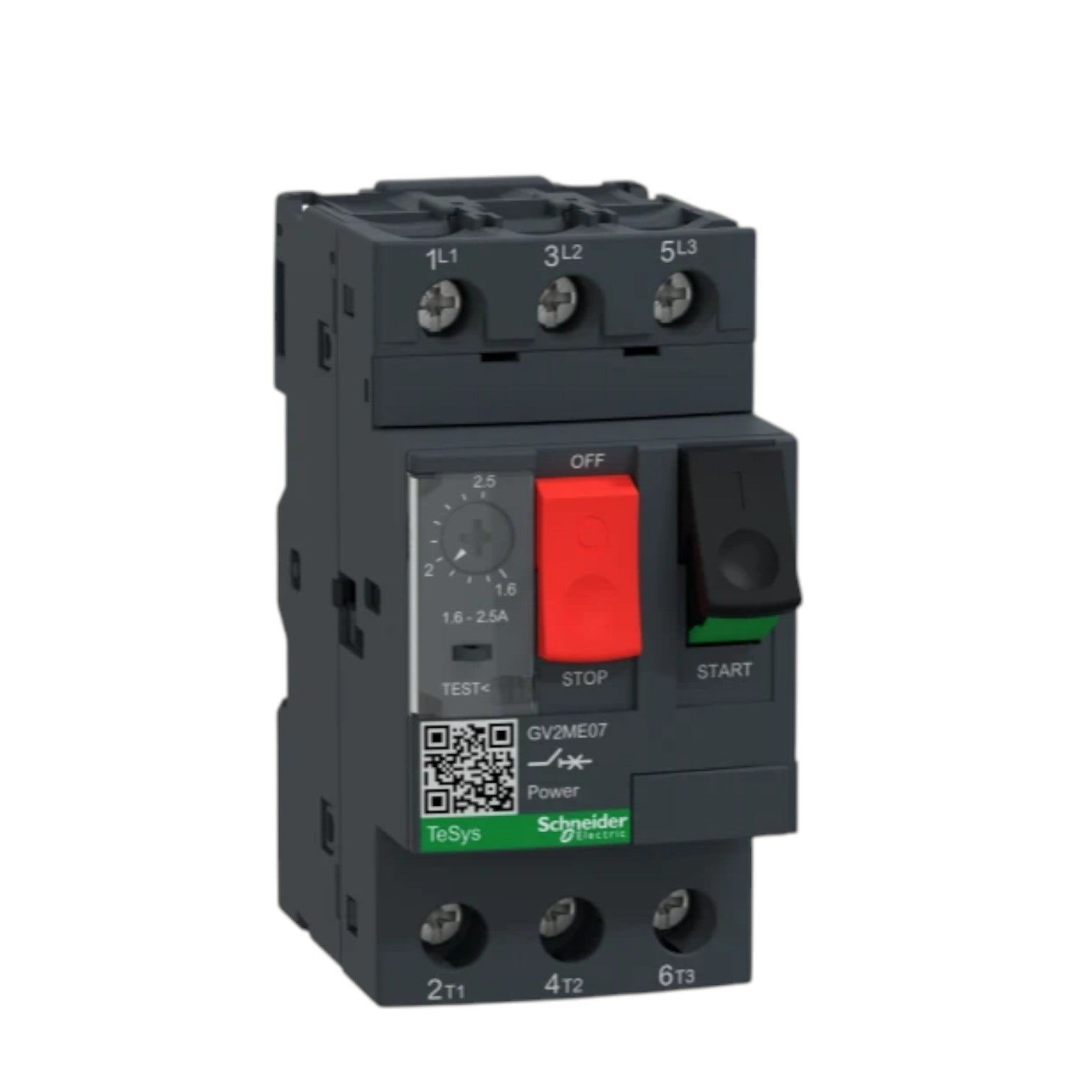 Electrical circuit breaker with Schneider Electric logo on a white background