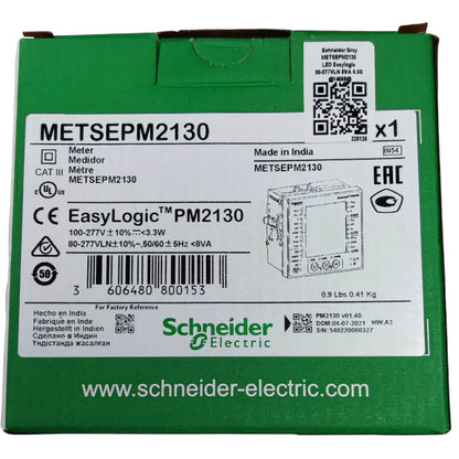 Green box with Schneider Electric branding and product details on a white background