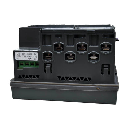 Black electronic module with multiple ports on a white background