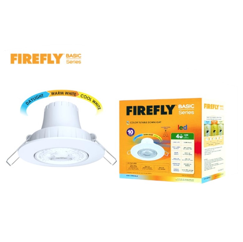 Firefly 4W LED Downlight Tiltable 220V Tri-Color 6500K 4000K 3000K EDL2504TC