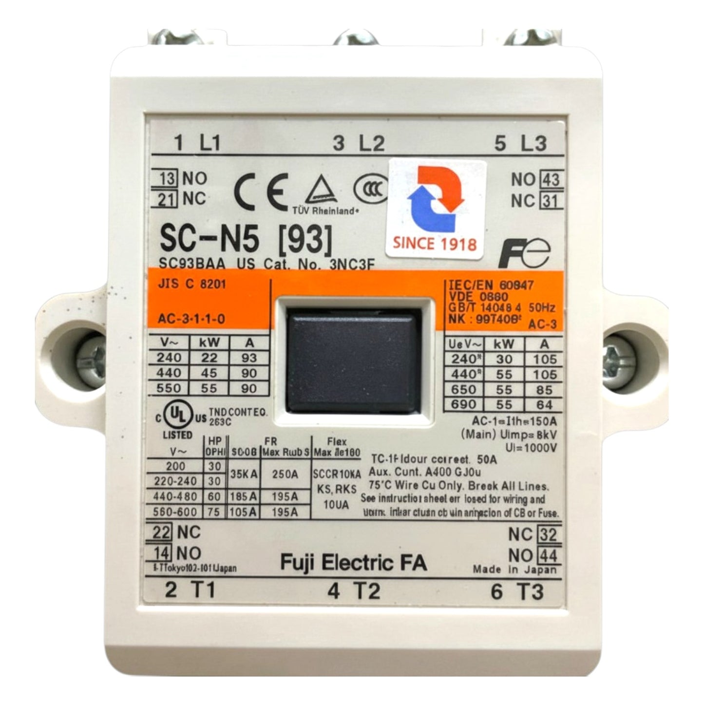 Fuji Magnetic Contactor SC-N5 Ith:105A 5NO+2NC Coil Voltage Available in 220V 110V 24V 48V