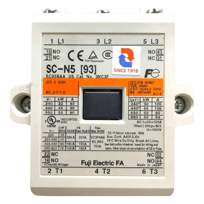Fuji Magnetic Contactor SC-N5 Ith:105A 5NO+2NC Coil Voltage Available in 220V 110V 24V 48V