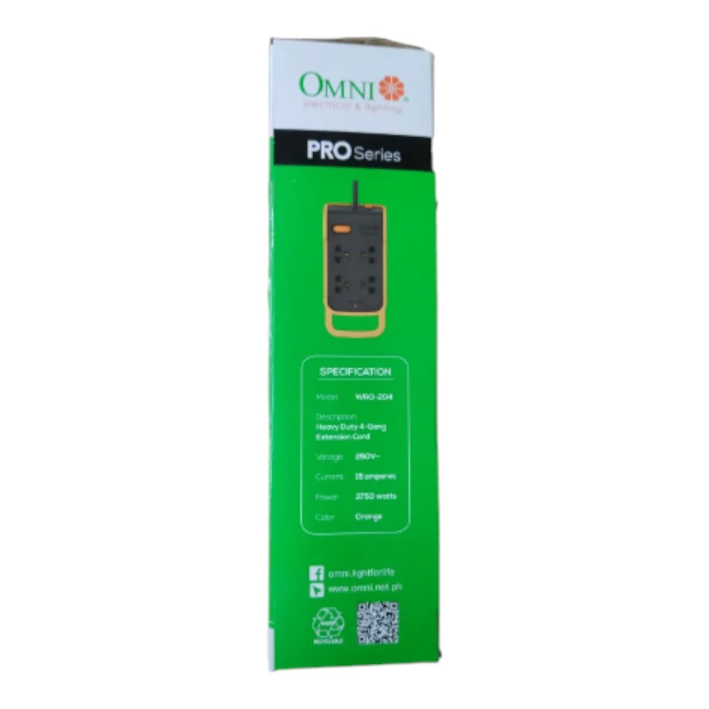 Omni 4 Gang Heavy Duty Extension Cord 6 Meters 15A 250V WRO-204