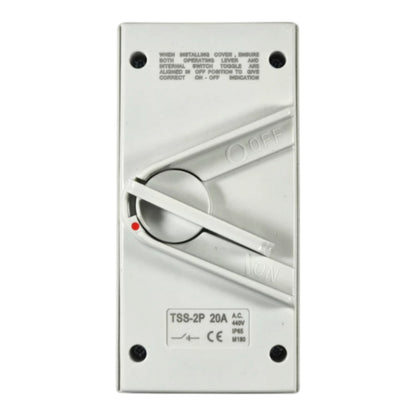 Surer 20A 2Pole Weather Proof Isolator Switch 440V IP65 No.2980