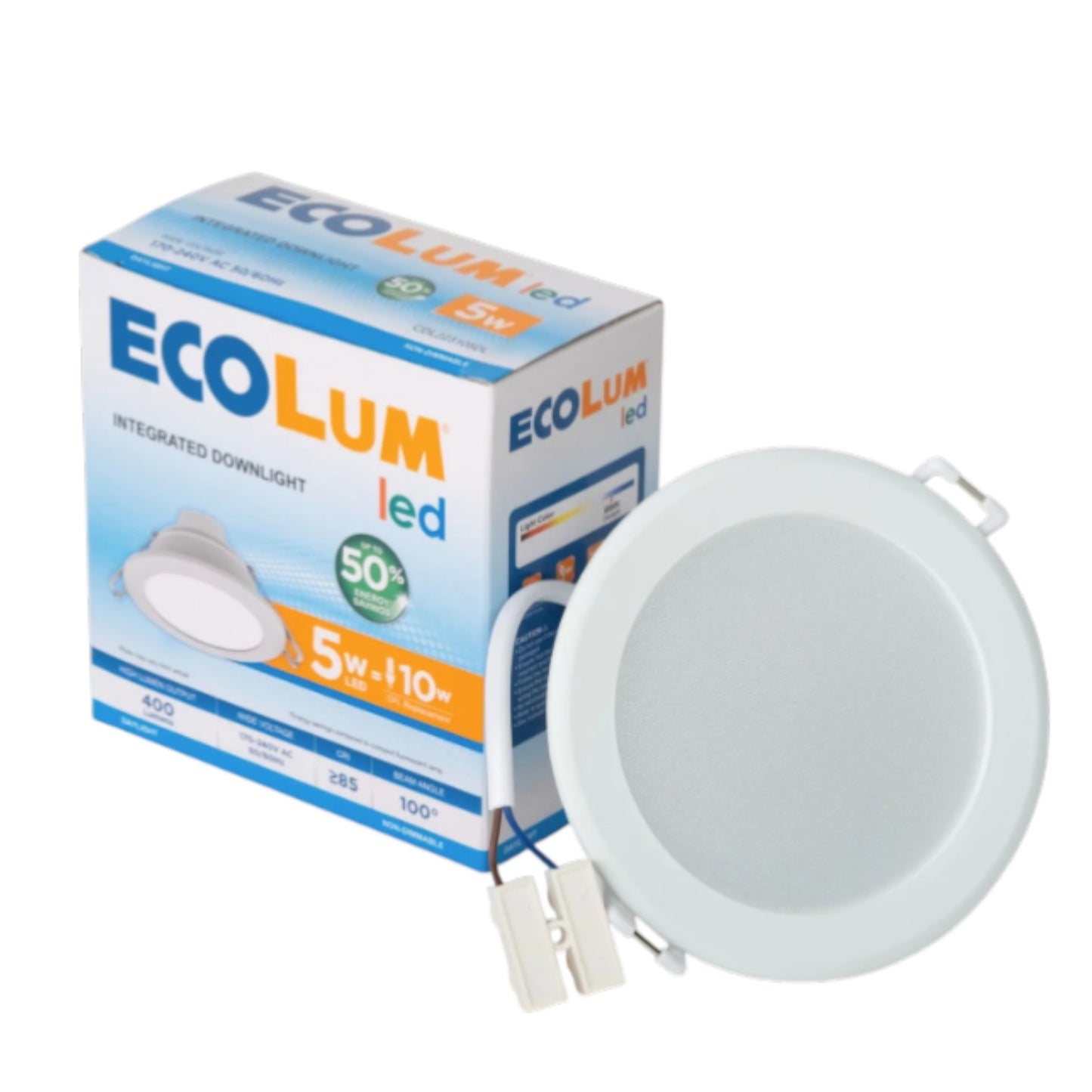 Ecolum 5W LED Downlight Daylight 6500K 220V CDL223105DL Cut-out Diameter: 69.3 mm Dimensions: Ø 45 x 90 mm