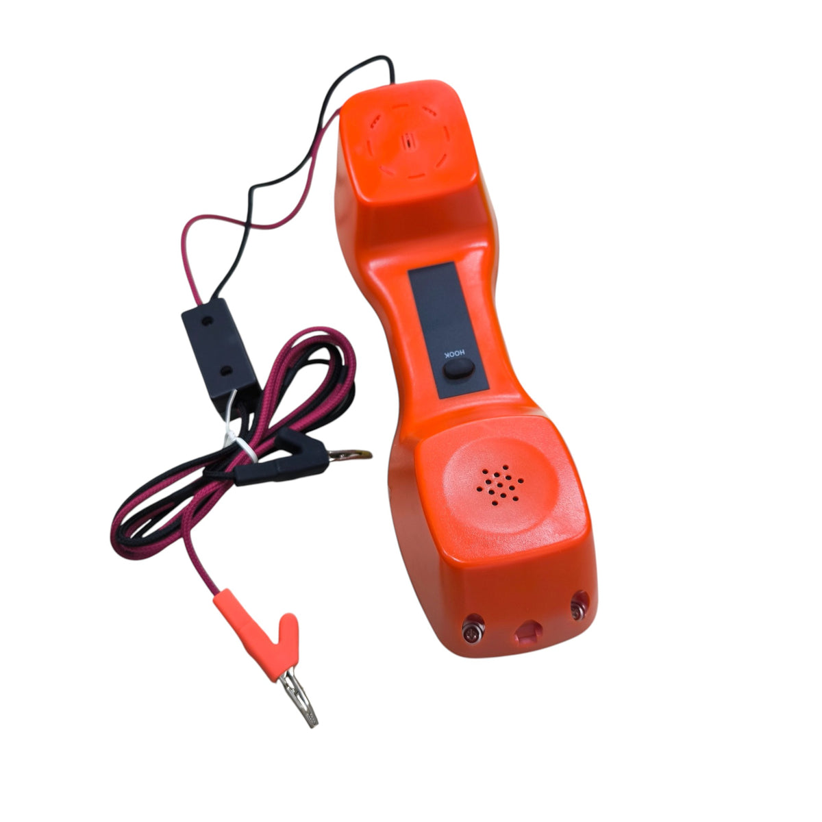 Senter Telephone Line Teste orange handset style line tester with alligator clip leads for technicians