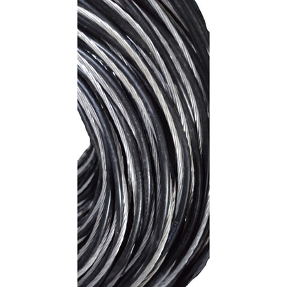 Close-up of black and white wire coil on a white background