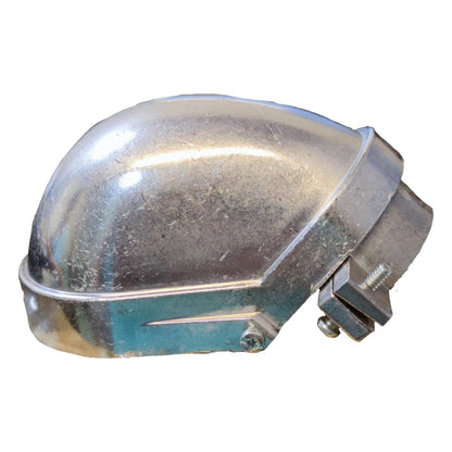 Metallic object with a reflective surface on a white background