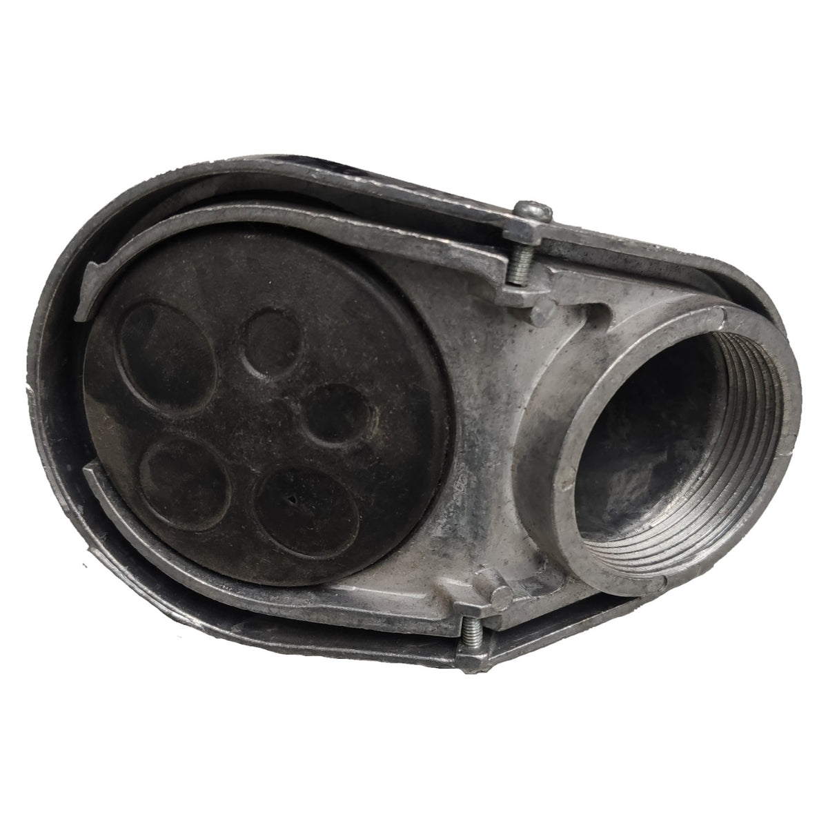 Metal mechanical component on a white background