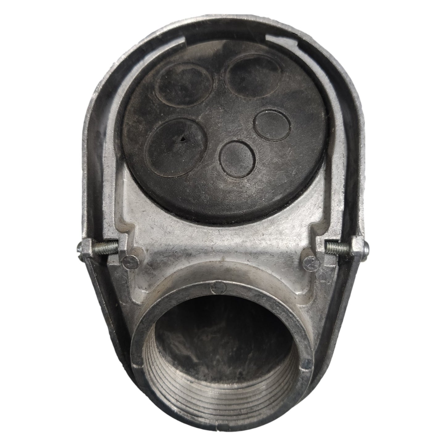 Metallic mechanical component on a white background