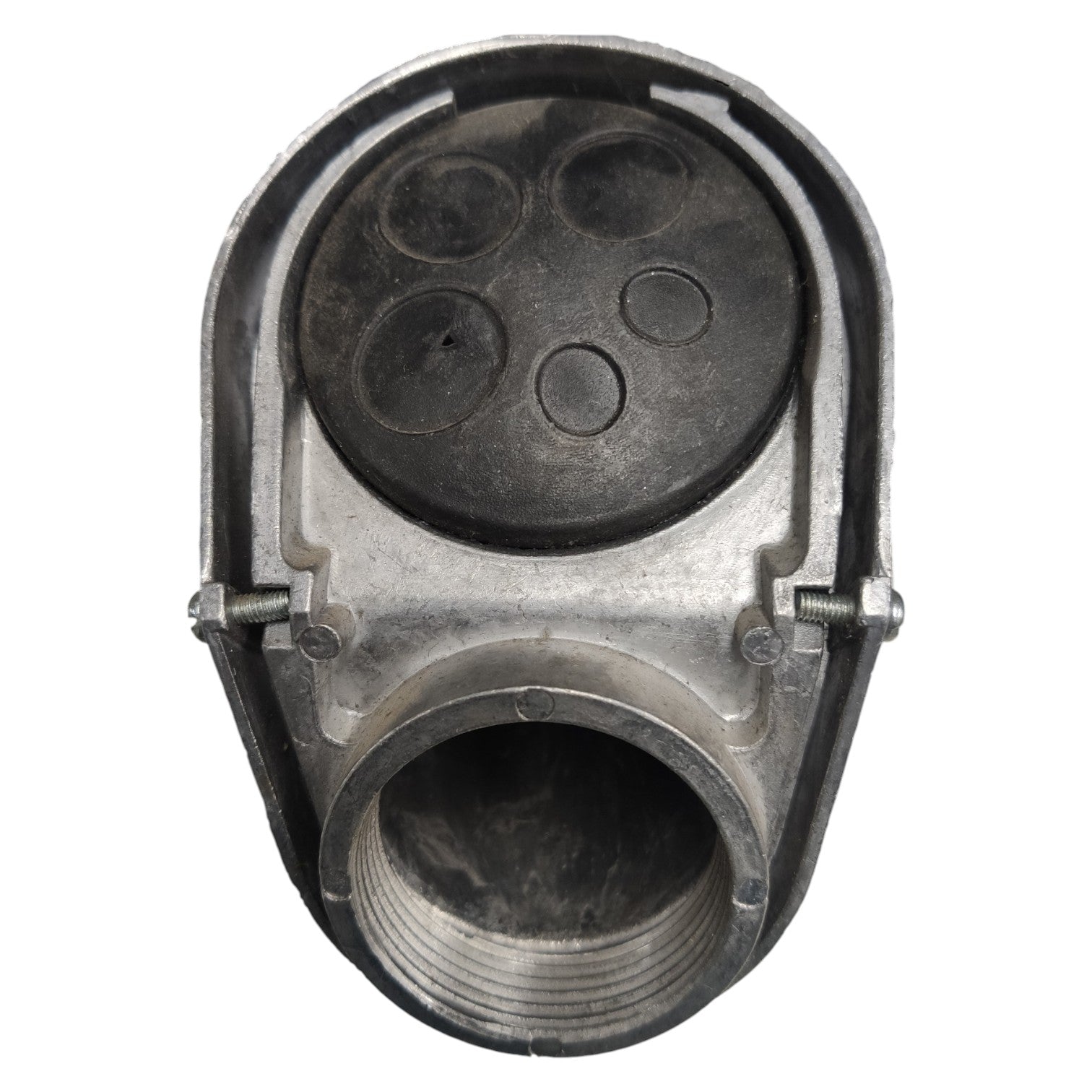 Metallic mechanical component on a white background