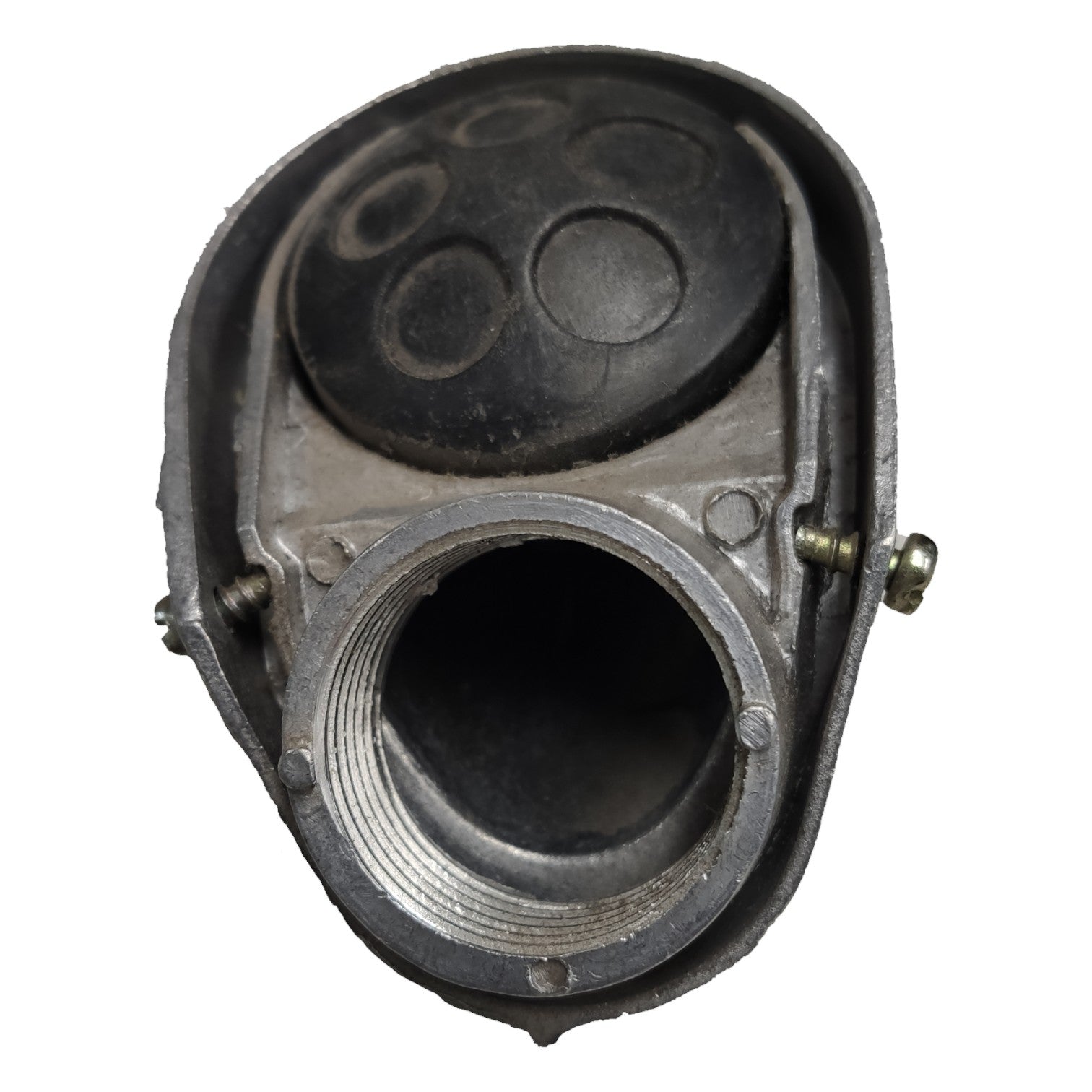 Metallic mechanical component on a white background