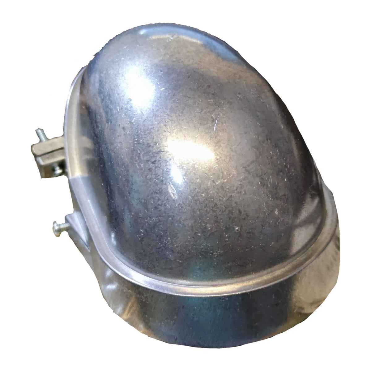 Metallic dome-shaped object on a white background