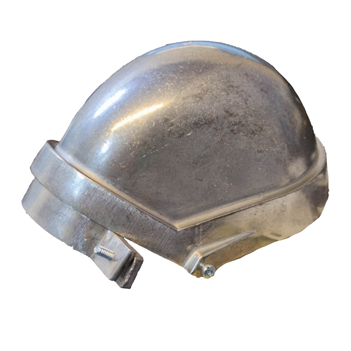 Metallic dome-shaped object on a white background