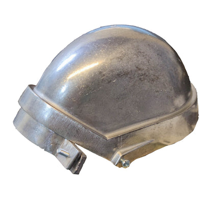 Metallic dome-shaped object on a white background