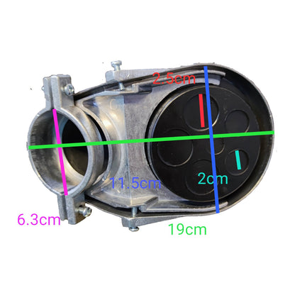 Measurement chart of a mechanical component with labeled dimensions on a white background
