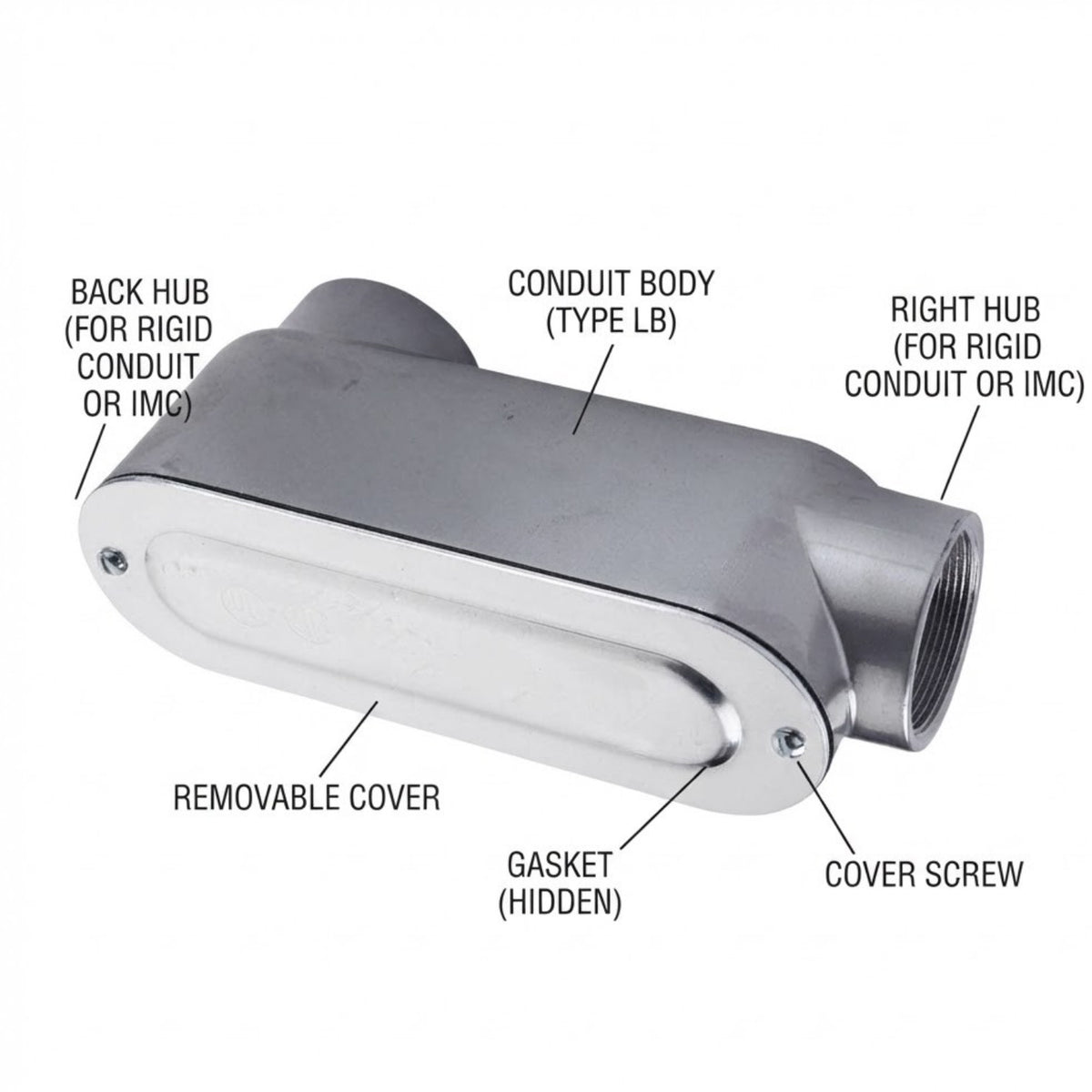 Shieldcon 1 1/2 Inches Threaded Conduit Body LB LL LR C Powder Coated Aluminum SMCBD112