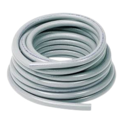 A coiled length of light gray electrical wire or cable on a plain white background.