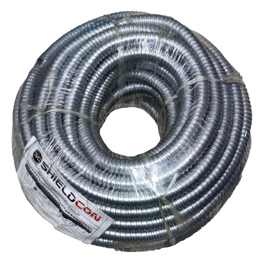 Coiled cable with 'Shieldcon' label on a white background