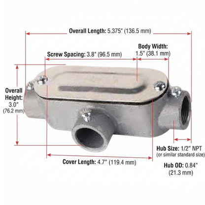 Shieldcon 2 Inches Threaded Conduit Body Tee Powder Coated Aluminum SMCBT2