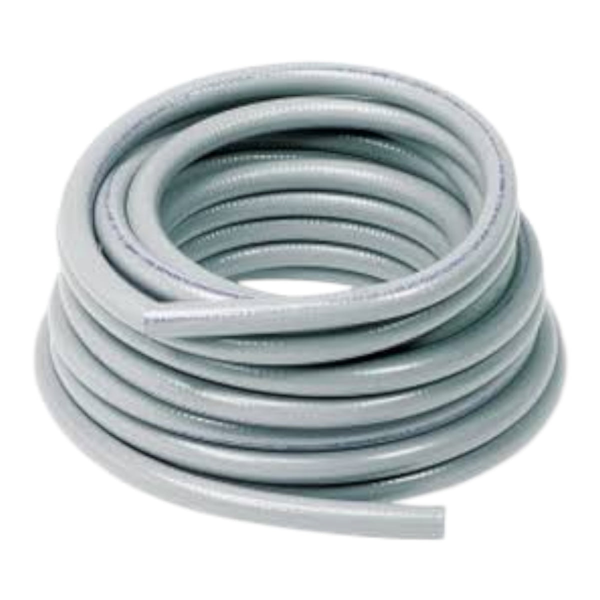 A coiled length of light gray electrical wire or cable on a plain white background.
