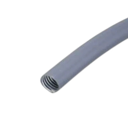 A close-up of a gray threaded tube or hose end on a plain white background.