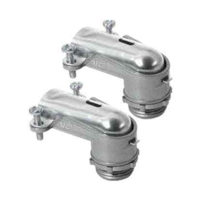 Two silver metal faucet compression adapters with threaded ends and mounting screws, shown on a plain white background.