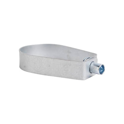 A galvanized steel mounting bracket with a threaded screw connector on the side, shown against a plain white background.