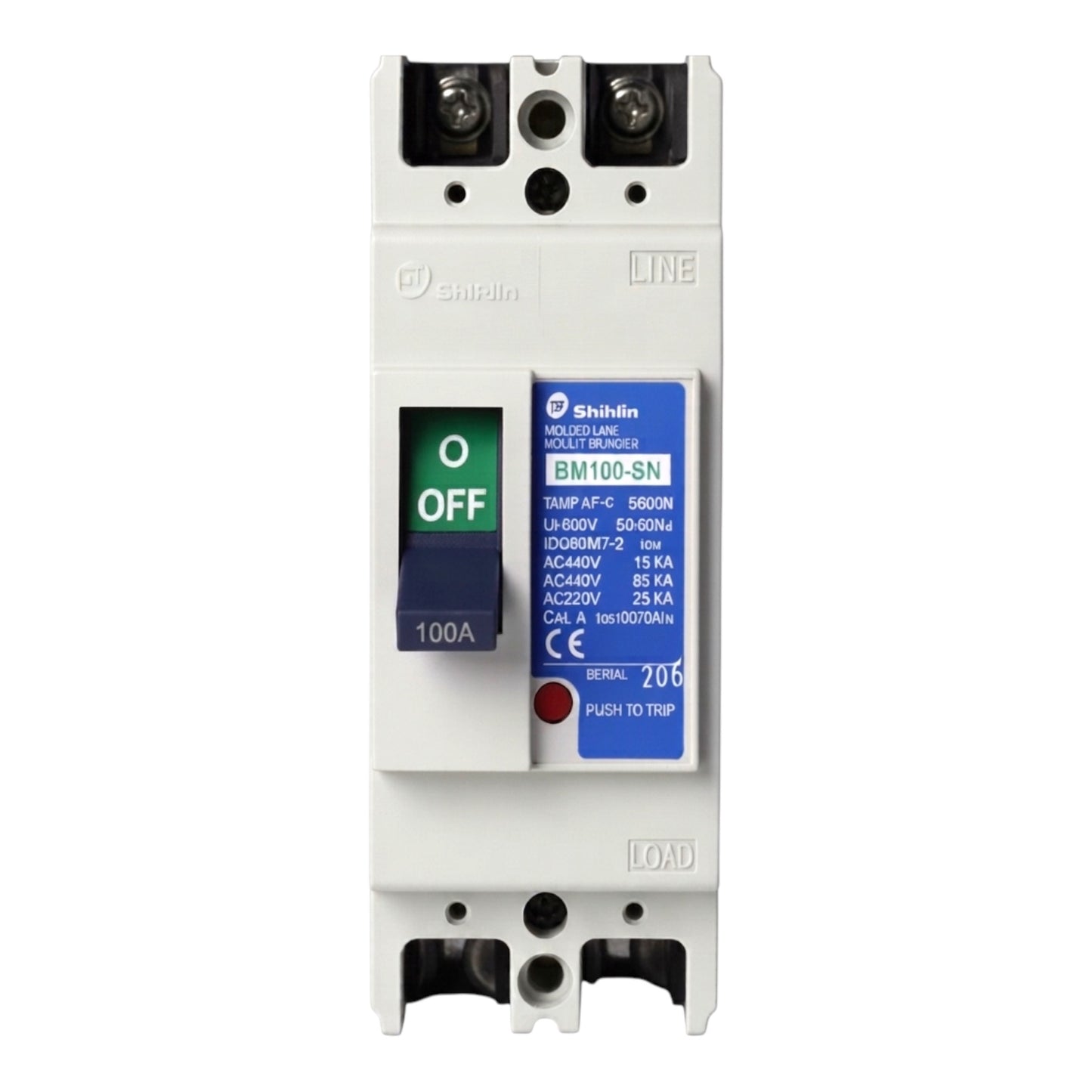Shihlin 100A 2P Molded Case Circuit Breaker 25 KAIC 220V MCCB BM100SN2P100A