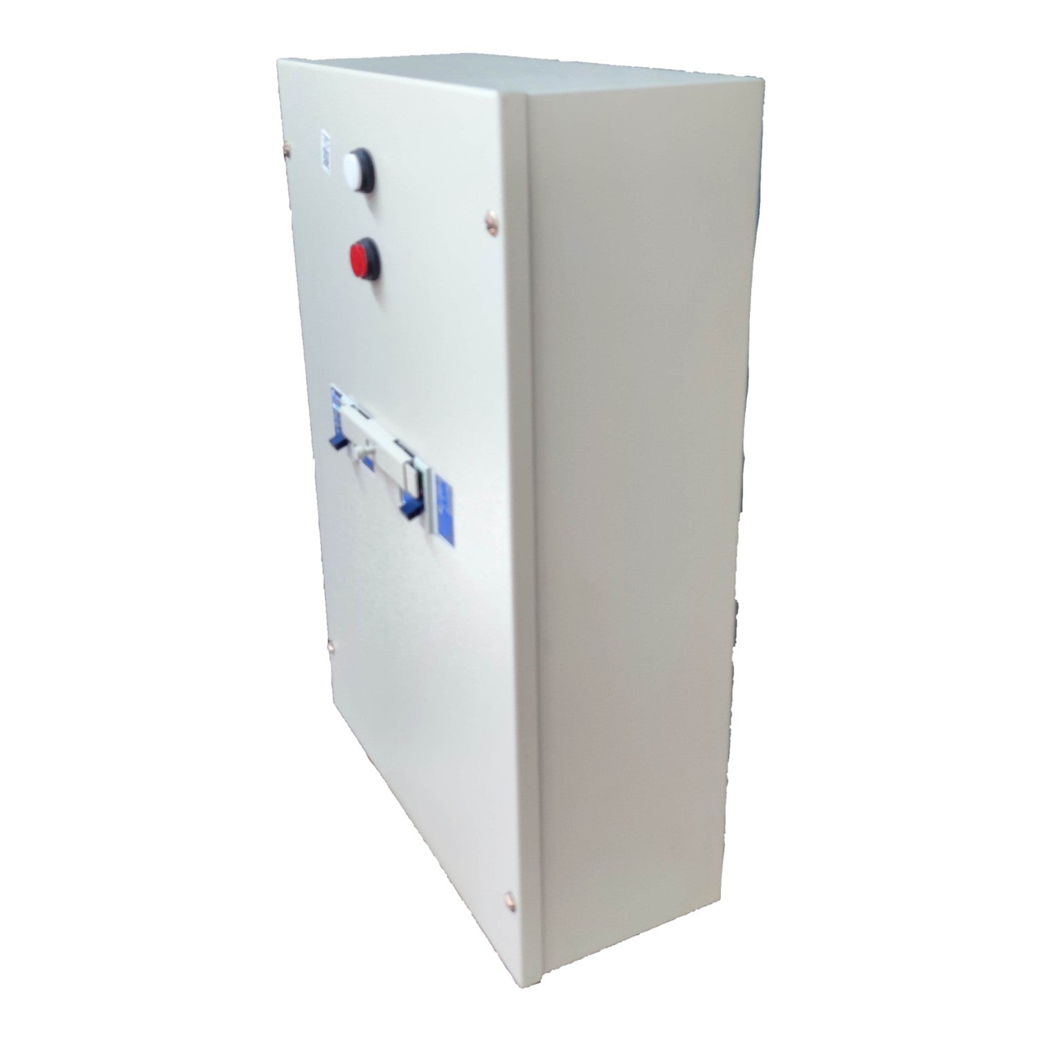 White electrical panel box on a white background