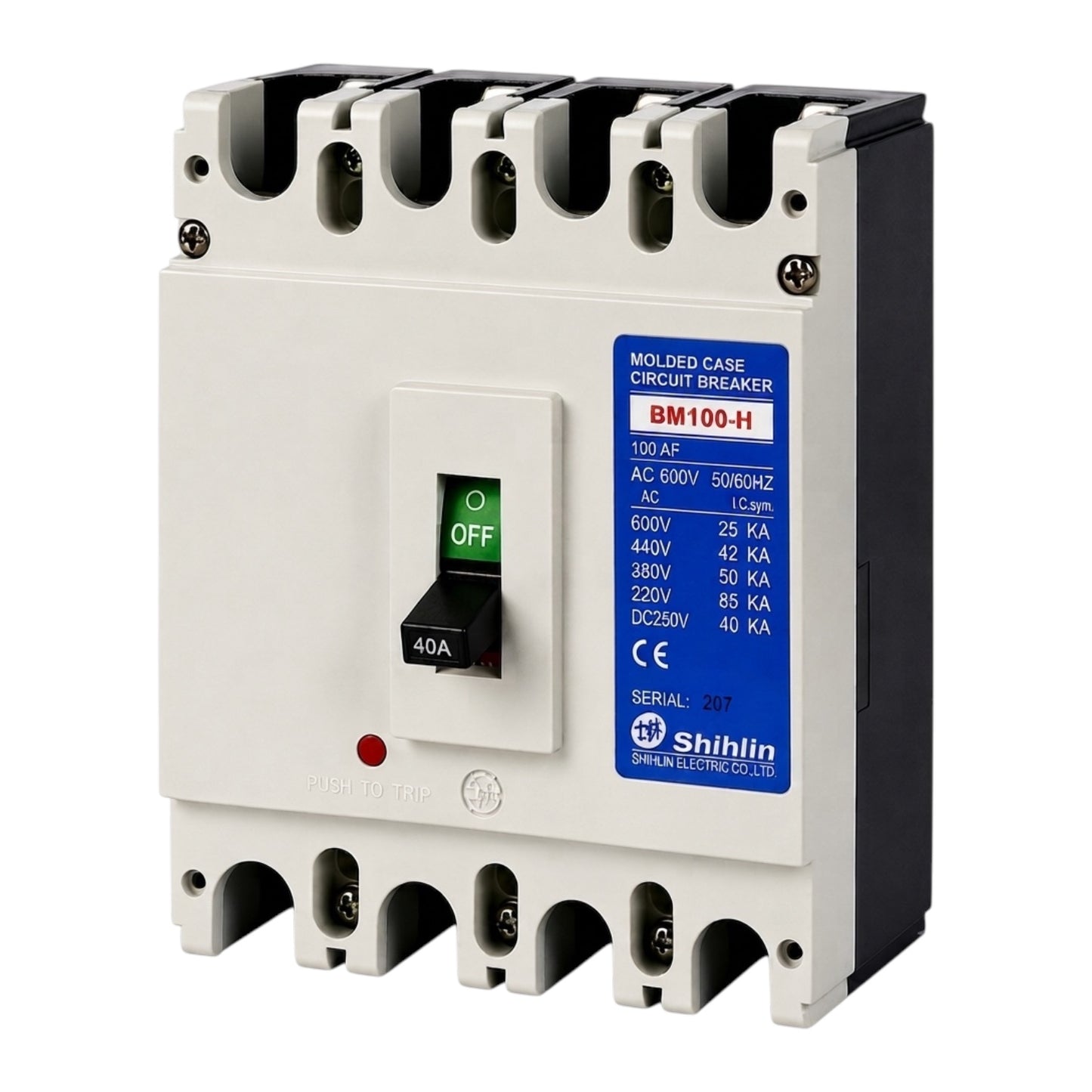 Shihlin 30A 4P Molded Case Circuit Breaker 85 KAIC 220V MCCB BM100H4P30A