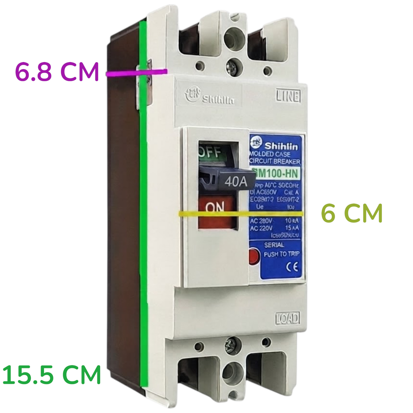 Shihlin 40A 2P Molded Case Circuit Breaker 25 KAIC 220V MCCB BM100HN2P40A