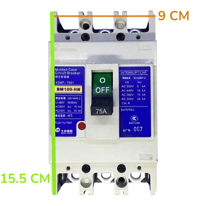 Shihlin 75A 3P Molded Case Circuit Breaker 25 KAIC 220V MCCB BM100HN3P75A